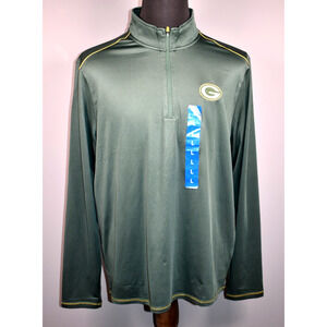 Mens NFL Antigua Apparel Green Bay Packers Green 1/4 Zip Large Pullover NEW